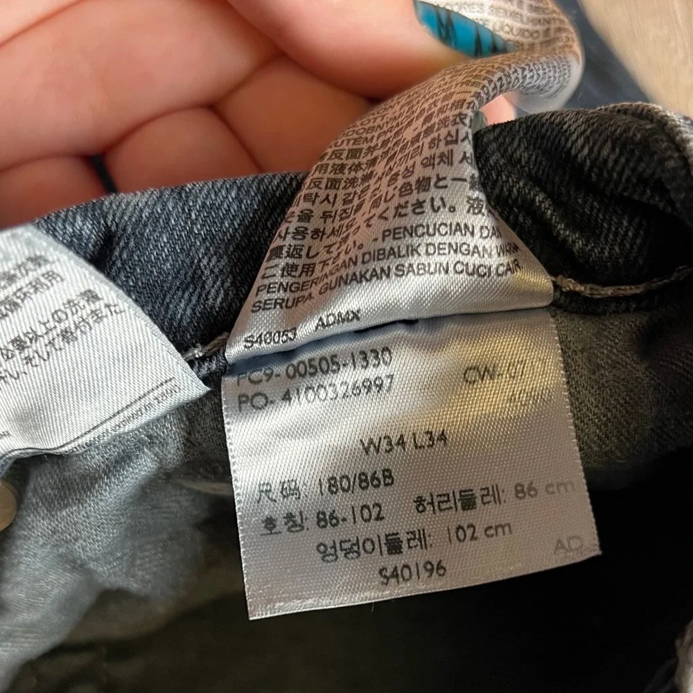 Levis 505 Regular Fit Jeans Mens 34x34 Grayish Indigo Straight Leg 00505-1330